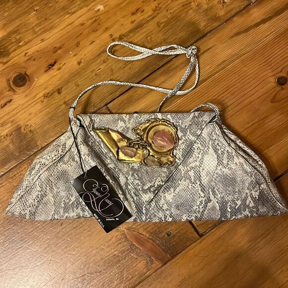 VTG NWT RARE 80’s Fancy Nancy Leather Purse Encrusted With Amethyst and Crystals - Picture 1 of 7